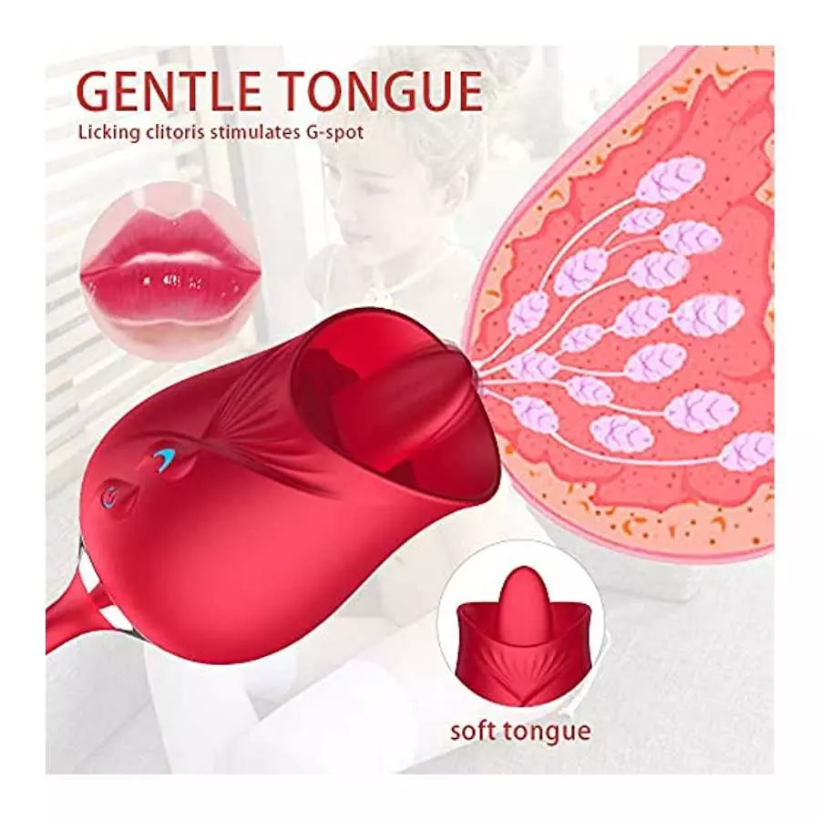 Rose Toy Vibrator for Women, Tongue Licking Vibrator, G Spot Rose Vibrator, Clitoral Vibrator, Dildo Stimulator Vaginal and Anal