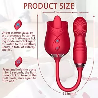 Rose Toy Vibrator for Women, Tongue Licking Vibrator, G Spot Rose Vibrator, Clitoral Vibrator, Dildo Stimulator Vaginal and Anal Rose Toy Vibrator for Women, Tongue Licking Vibrator, G Spot Rose Vibrator, Clitoral Vibrator, Dildo Stimulator Vaginal and Anal