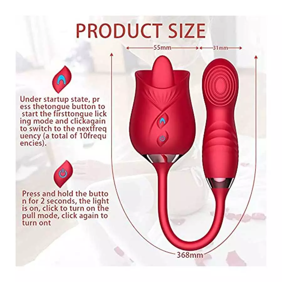 Rose Toy Vibrator for Women, Tongue Licking Vibrator, G Spot Rose Vibrator, Clitoral Vibrator, Dildo Stimulator Vaginal and Anal