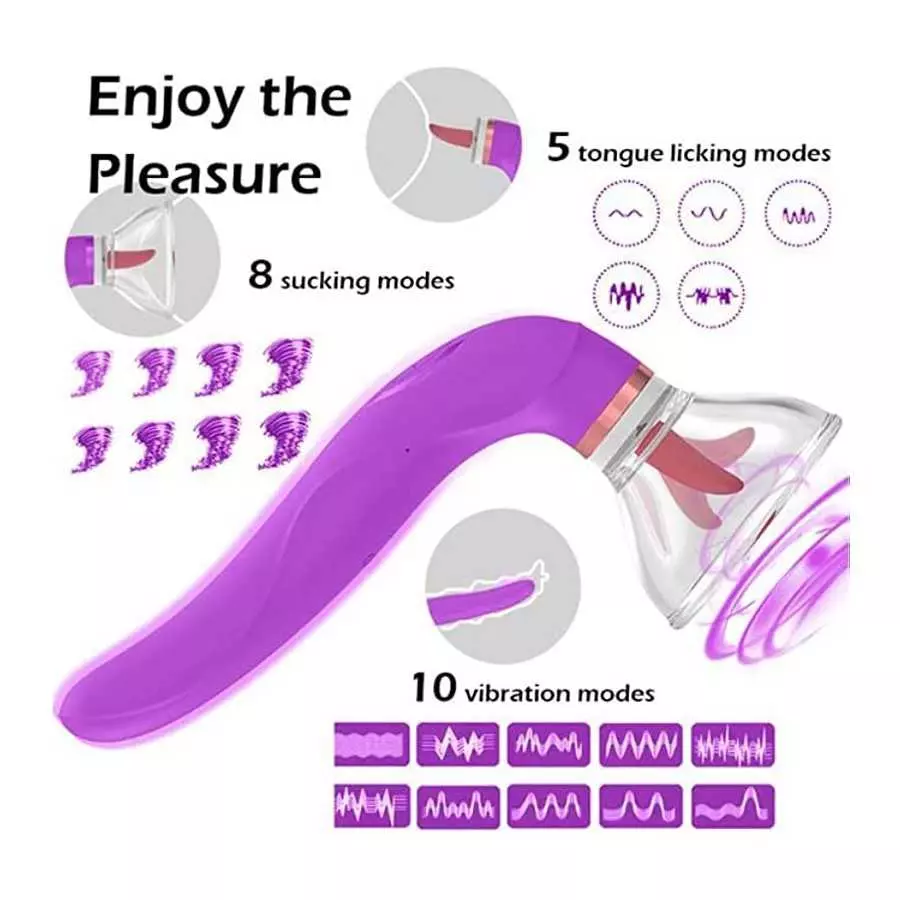 G Spot Tongue Sucking Licking Vibrator with 8 Suction Modes & 10 Tail Vibration Modes & 5 Licking Modes, Sex Toy for Women Oral 