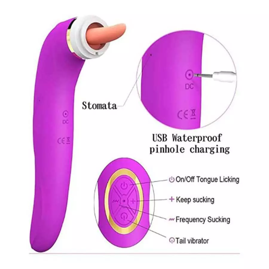 G Spot Tongue Sucking Licking Vibrator with 8 Suction Modes & 10 Tail Vibration Modes & 5 Licking Modes, Sex Toy for Women Oral 