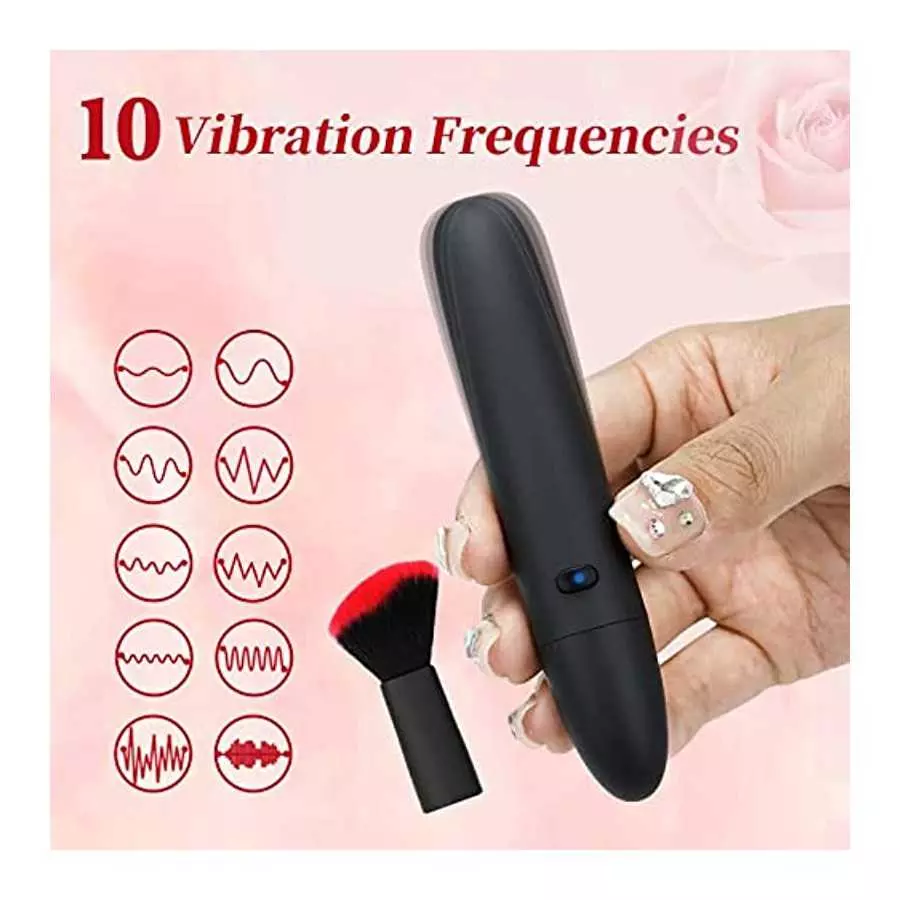 Pearlsvibe Bullet Vibrator, Makeup Brush Toy for Precision Clitoral Stimulation with 10 Vibration Modes, G Spot Vibrator Mini Ni