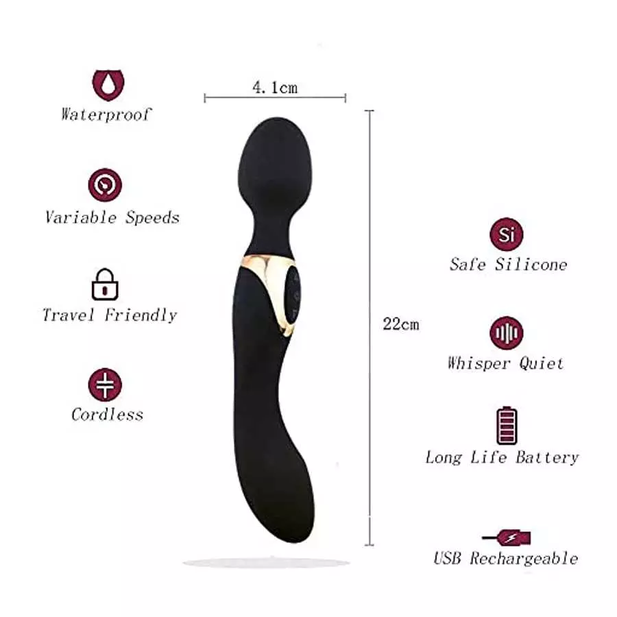 LESEOX G-Spot Clitoral Vibrator for Women, Double Heads Dildo Stimulator for Clitoris Vagina Nipples Anal Orgasm, Dual Motors wi