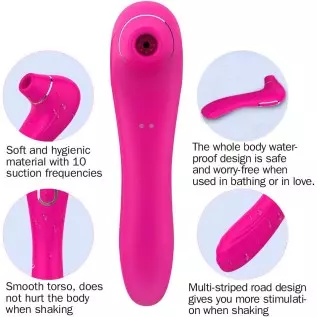 Clitoris Stimulating Vibrator - Non-Contact Clitoral Sucking Pressure-Wave Technology & Vibration, Waterproof, Rechargeable (Pur