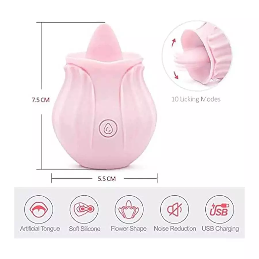 Female Sexual Pleasure Rose Toy Sex Rose Rechargeable Adult Female Couple Toy Powerful Tongue and Licking 10 Mode Sucking Toy fo