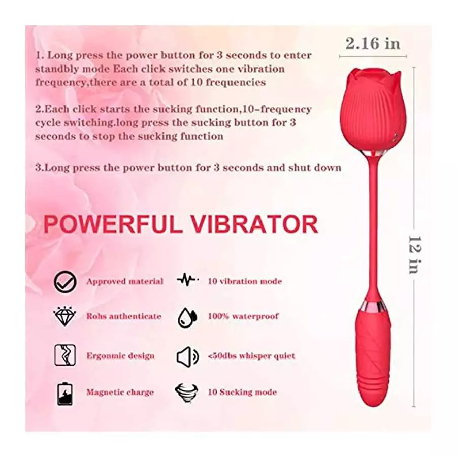 Dual Head Sex Tongue for Licking and Sucking, Rose Toy Women Pleasure, Clitorals Stimulator, Electric Relaxing, Woman Suction 10