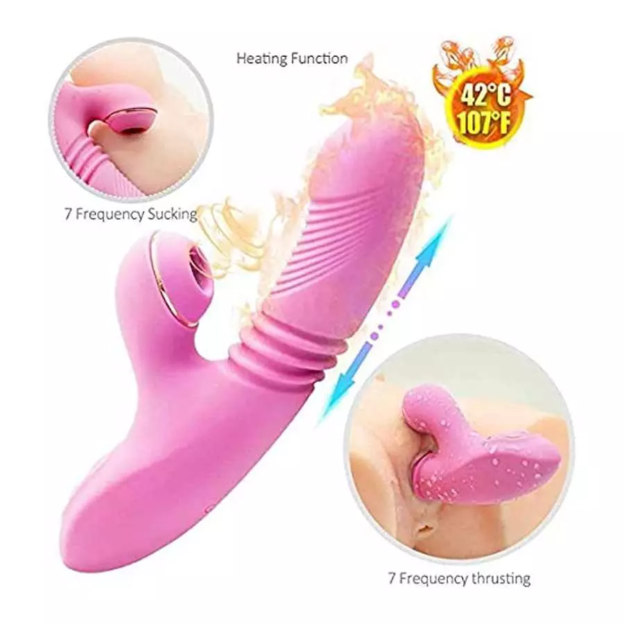 Rose Sex Toys for Women - 4in1 Rose Sex Stimulator for Women with 2 Sucking Cups, Clitoral Nipple Vibrator with 7 Tongue Licking