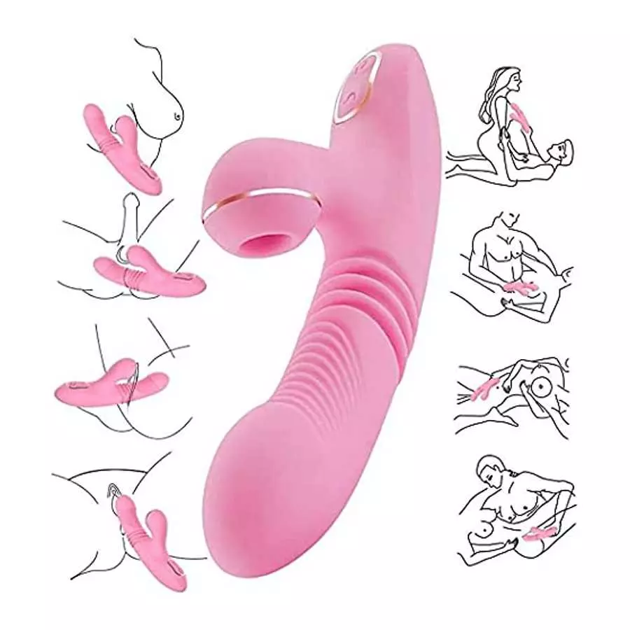 Rose Sex Toys for Women - 4in1 Rose Sex Stimulator for Women with 2 Sucking Cups, Clitoral Nipple Vibrator with 7 Tongue Licking