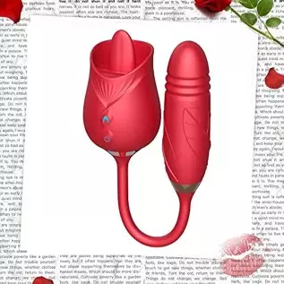 Rose Sex Stimulator for Women - Clitoral Stimulator Tongue Licking Thrusting G Spot Dildo Vibrator with 10 Modes, Rose Adult Sex
