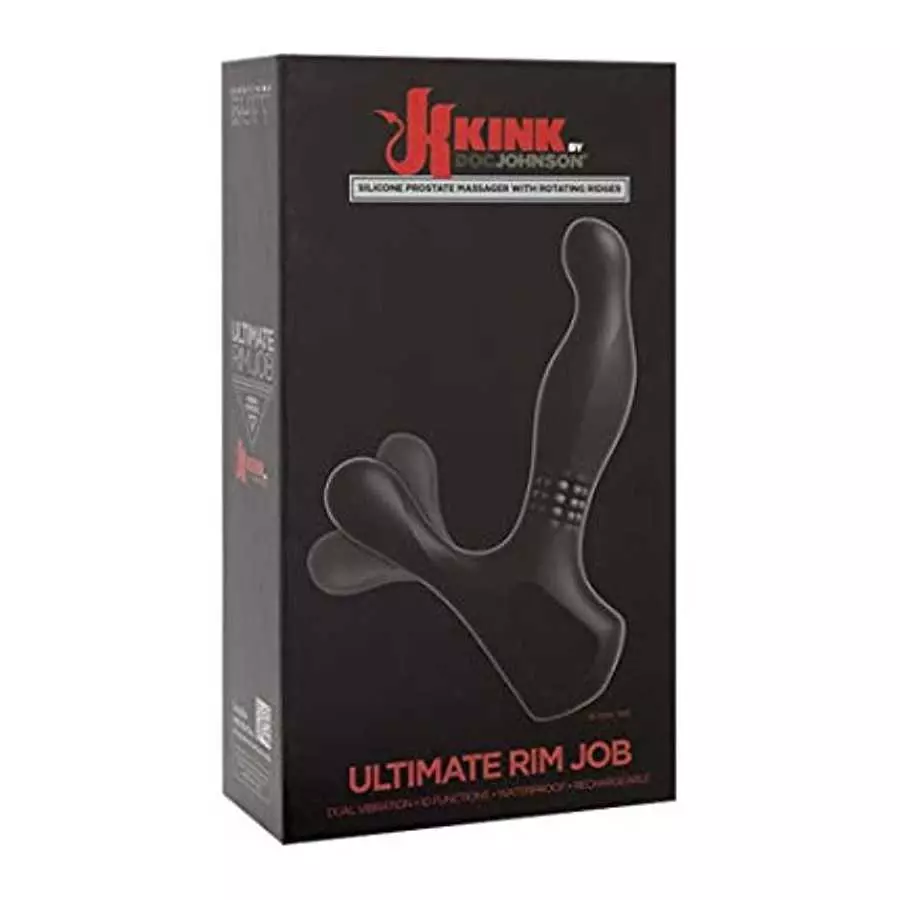 Doc Johnson Kink - Ultimate Rim Job - Silicone Prostate Massager with Rotating Ridges, Black
