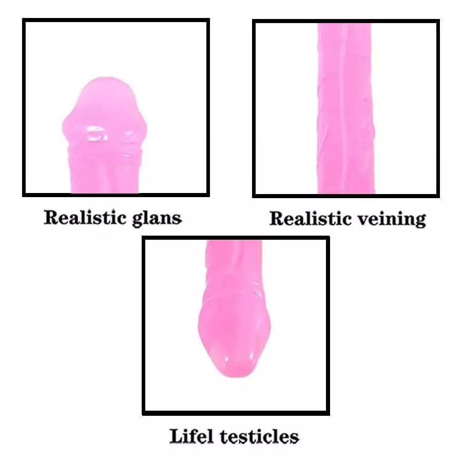 14.76inch Double Headed Dragon Dildo, Gay Masturbator Crystal Dildo Lesbian Anal G Spot Stimulation Sex Toys for Women(Black)