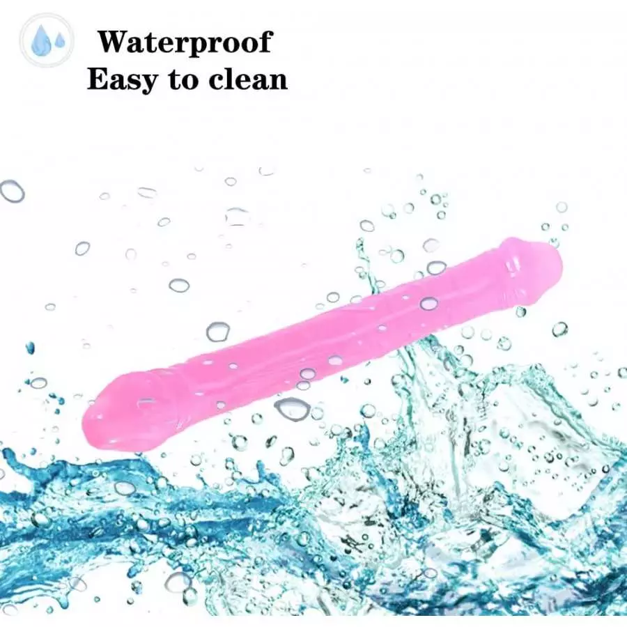 14.76inch Double Headed Dragon Dildo, Gay Masturbator Crystal Dildo Lesbian Anal G Spot Stimulation Sex Toys for Women(Black)