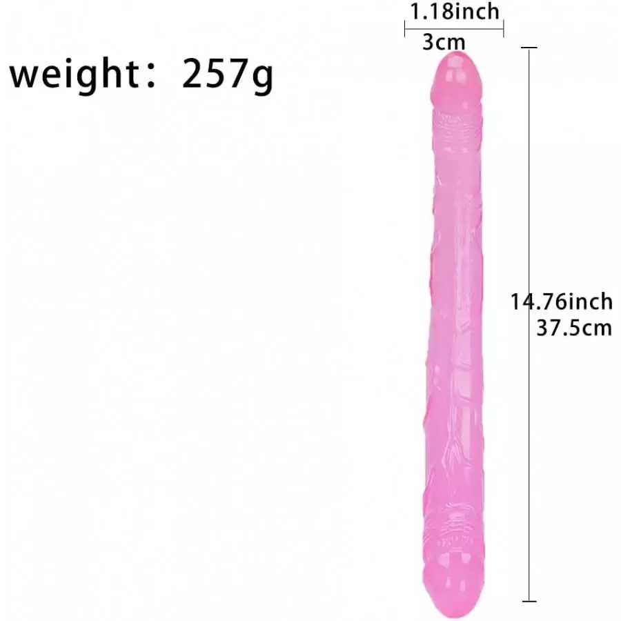 14.76inch Double Headed Dragon Dildo, Gay Masturbator Crystal Dildo Lesbian Anal G Spot Stimulation Sex Toys for Women(Black)
