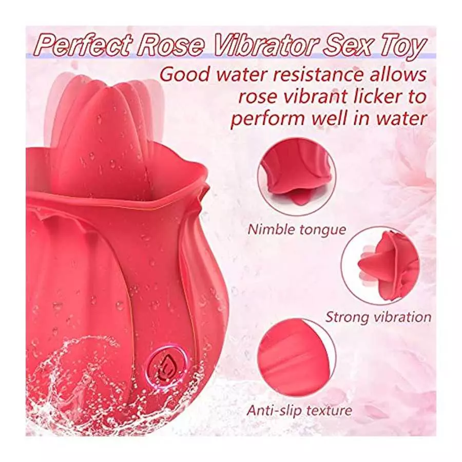 Rose Vibrators Toys Female Tongue Licking Silicone Clitoris Stimulator Massager Adults Intimate Goods Sex Toys for Women
