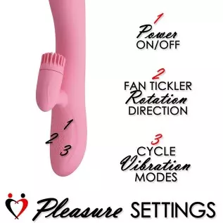 LeLuv Rabbit Vibrator Rotating Nubs Clitoral Tickler Smooth Silicone USB Rechargeable Pink