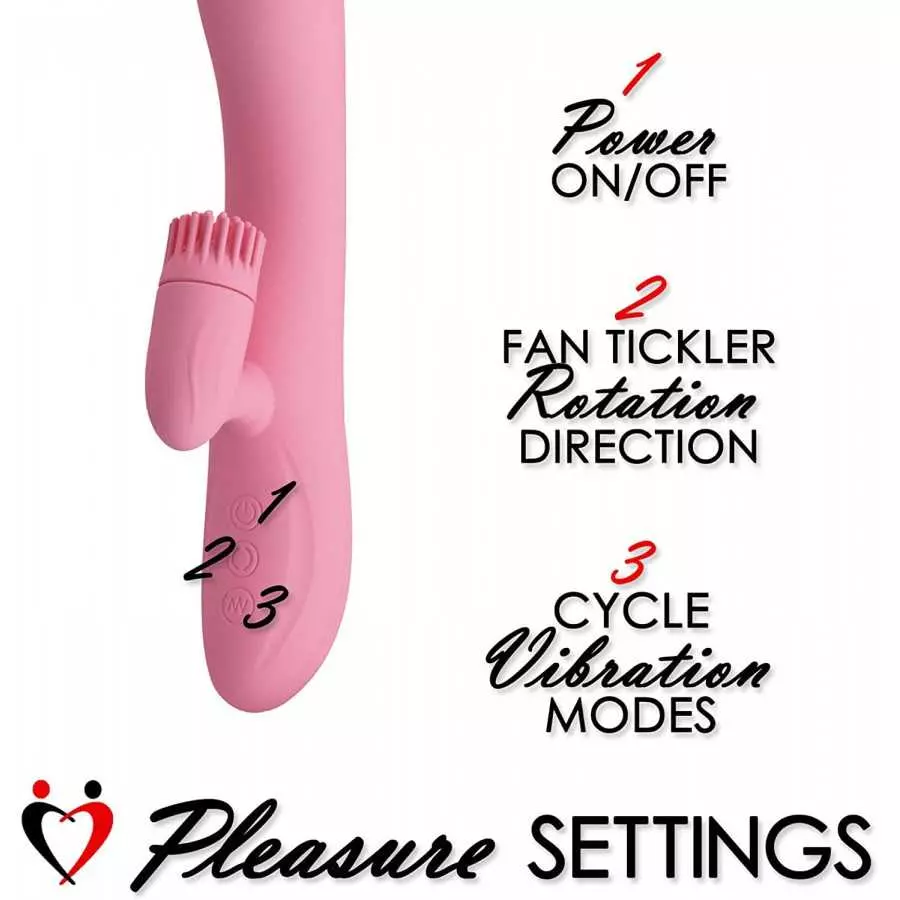 LeLuv Rabbit Vibrator Rotating Nubs Clitoral Tickler Smooth Silicone USB Rechargeable Pink