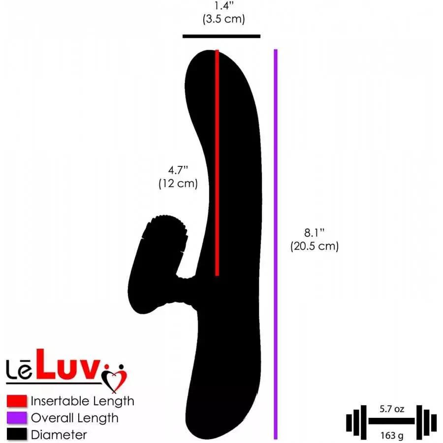 LeLuv Rabbit Vibrator Rotating Nubs Clitoral Tickler Smooth Silicone USB Rechargeable Pink