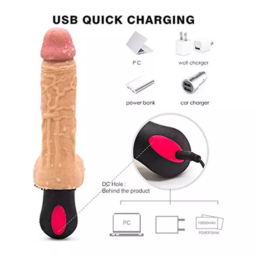 Thrusting Dildo Vibrator, Realistic Vibrating Dildo for Women with 12 Wriggle Motion & 12 Vibration Rechargeable Heated Dildos M