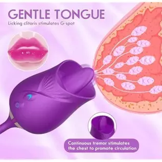Rose Sex Toy for Women - Woman Pleasure Tongue Licking Mini Clitoral Vibrator Stimulator with 10 Vibrating Pleasure for Clitoris
