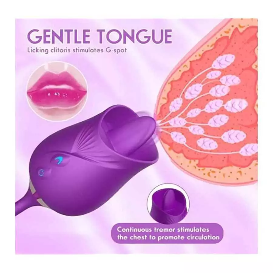 Rose Sex Toy for Women - Woman Pleasure Tongue Licking Mini Clitoral Vibrator Stimulator with 10 Vibrating Pleasure for Clitoris