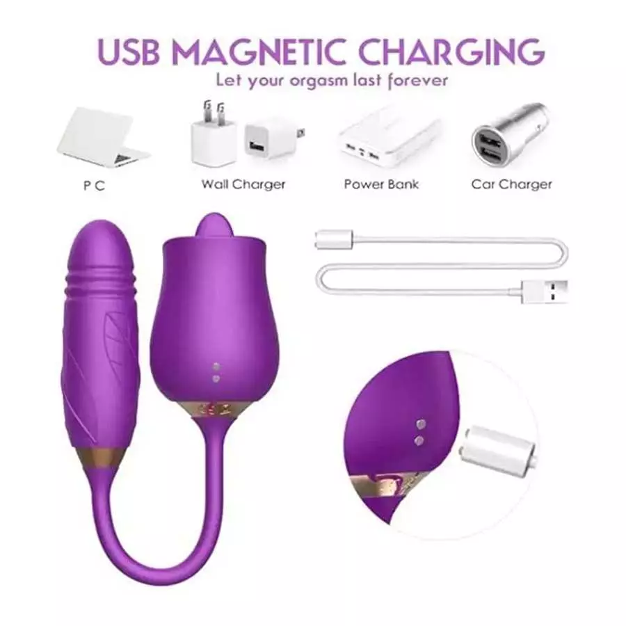 Rose Sex Toy for Women - Woman Pleasure Tongue Licking Mini Clitoral Vibrator Stimulator with 10 Vibrating Pleasure for Clitoris