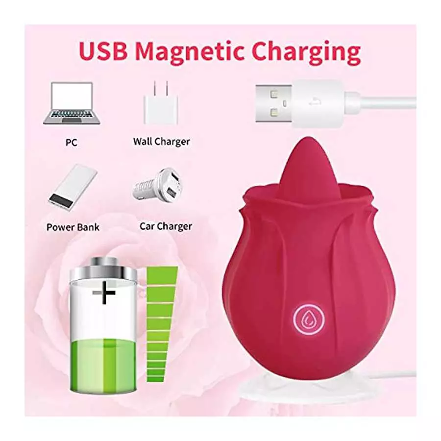 Rose for Women Mini Tongue Licker Sex Toys - with 10 Vibration Modes Waterproof Rechargeable - Clitoral Tongue Vibrator Licking 
