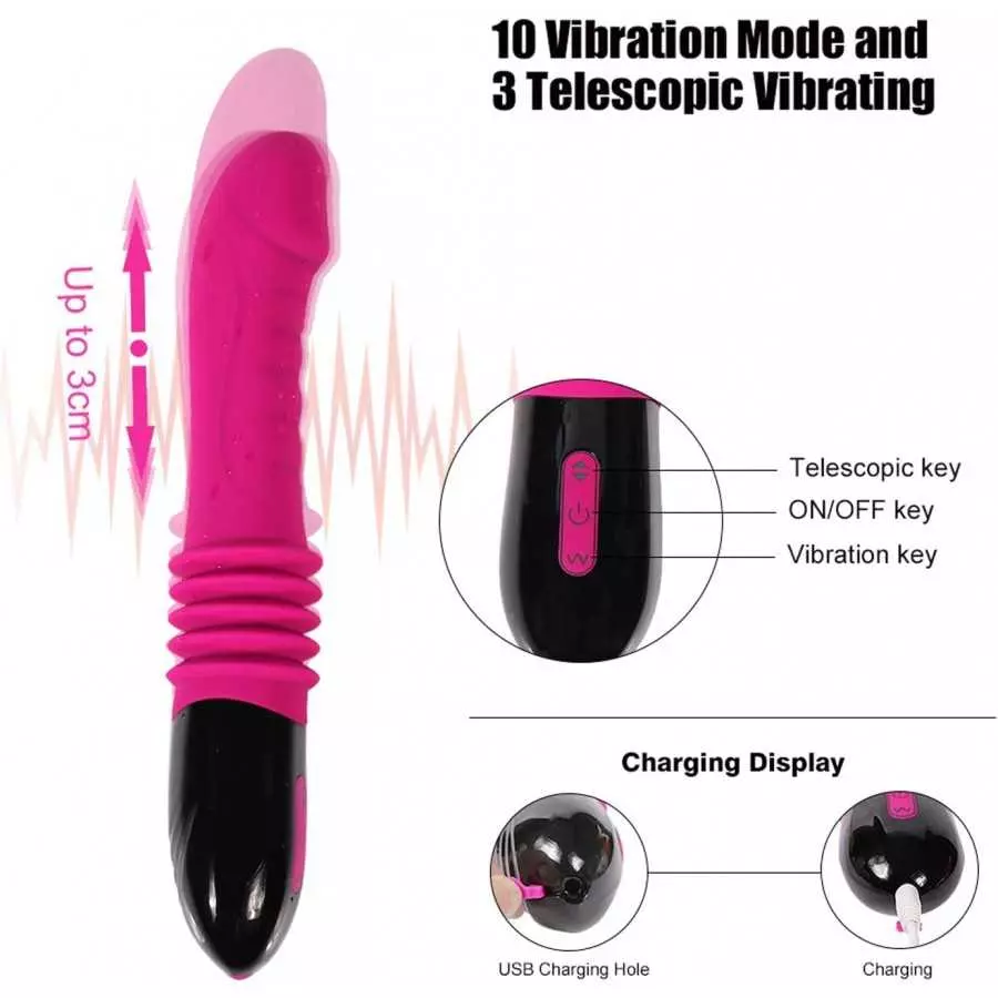 G Spot Vibrator for Women,3 in 1 Dildo Vibrator,Silicone Sex Toy with Realistic Glans,10 Vibration Patterns for Clitoris Vagina 