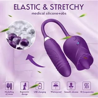 Rose Toy Vibrator for Women, 3 in 1 Clitoris Vibrators G-Spot Stimulator for Couples and Lovers Pleasure, Magnetic Rechargeable 