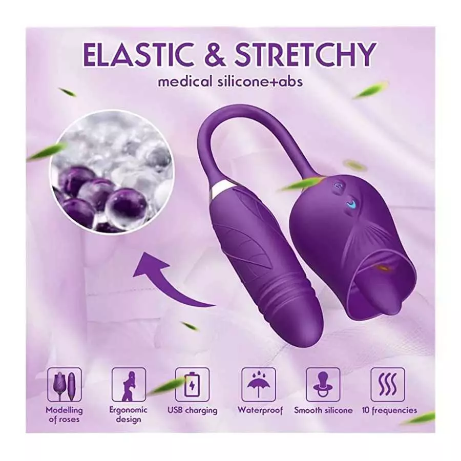 Rose Toy Vibrator for Women, 3 in 1 Clitoris Vibrators G-Spot Stimulator for Couples and Lovers Pleasure, Magnetic Rechargeable 