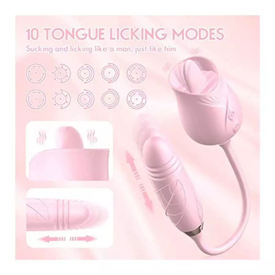 Rose Sex Stimulator for Women - Rose Vibrator Pleasure Rose Sex Toy Clit Licker Adult Sensory Toys Clitoral Stimulator with 10 V