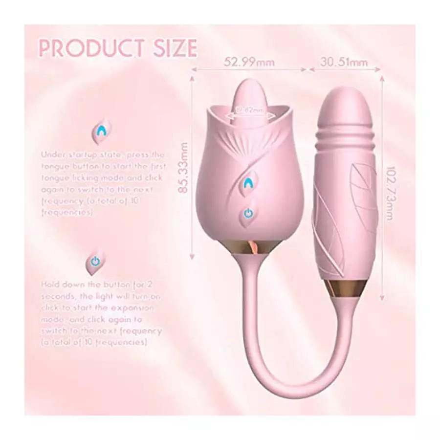 Rose Sex Stimulator for Women - Rose Vibrator Pleasure Rose Sex Toy Clit Licker Adult Sensory Toys Clitoral Stimulator with 10 V
