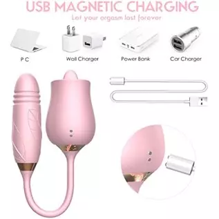 Rose Sex Stimulator for Women - Rose Vibrator Pleasure Rose Sex Toy Clit Licker Adult Sensory Toys Clitoral Stimulator with 10 V