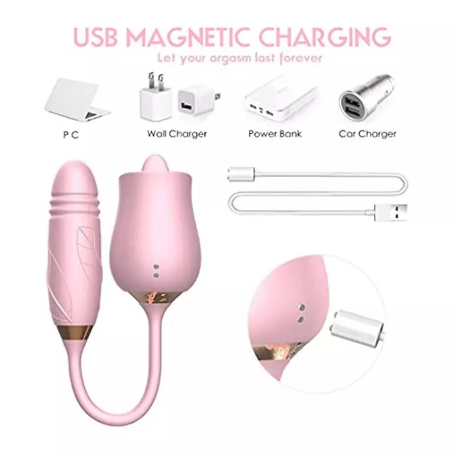 Rose Sex Stimulator for Women - Rose Vibrator Pleasure Rose Sex Toy Clit Licker Adult Sensory Toys Clitoral Stimulator with 10 V