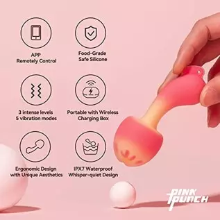 PinkPunch Sunset Mushroom Vibrator, APP Remote Control Bluetooth Stimulator Adult Sex Toys for Women and Couples, Portable with PinkPunch Sunset Mushroom Vibrator, APP Remote Control Bluetooth Stimulator Adult Sex Toys for Women and Couples, Portable with