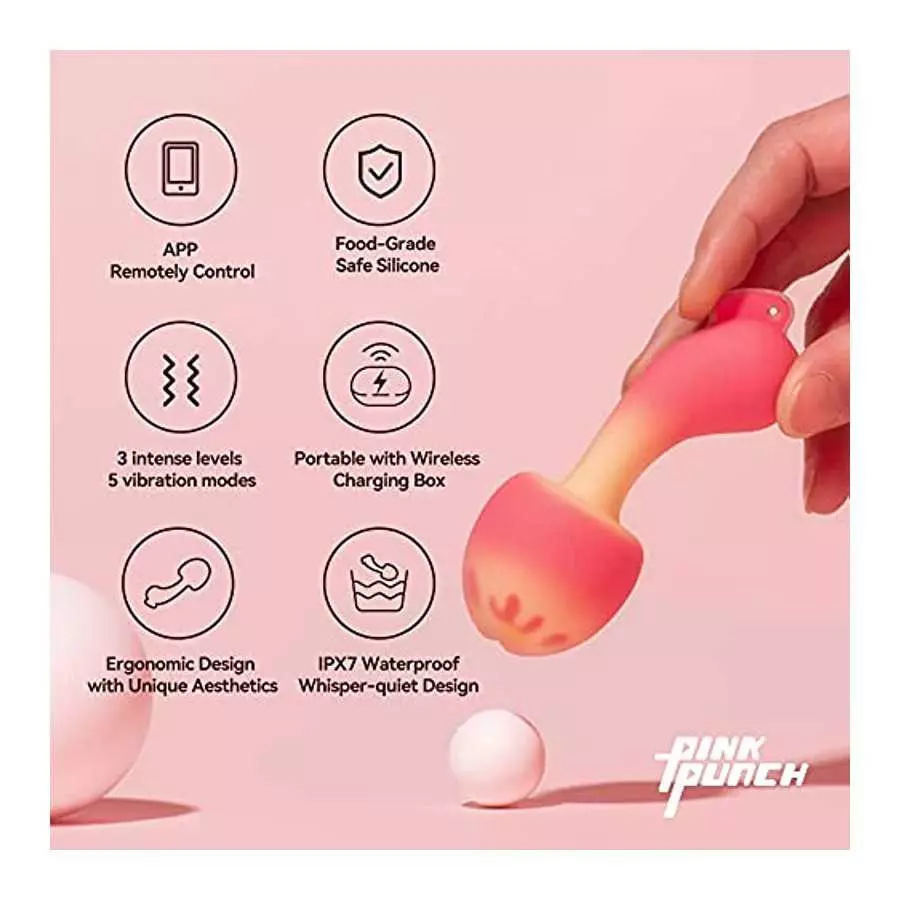 PinkPunch Sunset Mushroom Vibrator, APP Remote Control Bluetooth Stimulator Adult Sex Toys for Women and Couples, Portable with 