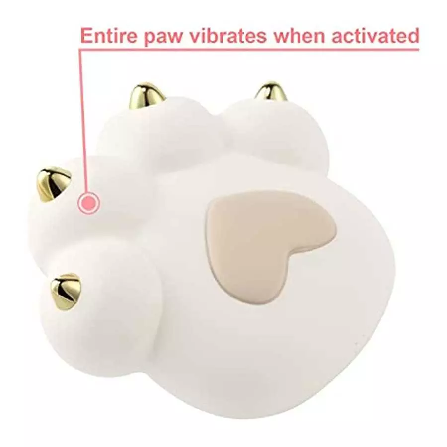 Fantasy Lover Rechargeable Metal Cat Paw Heart-Shaped Clit Vibrator Ultra Soft Powerful Vibrating Massager for Clitoral Vagina a