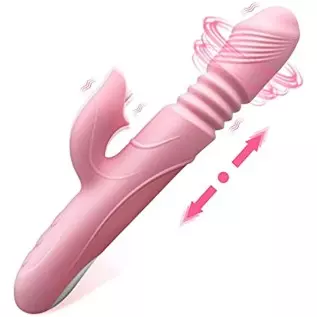 Thrusting Dildo Rabbit Vibrator for Women, Vibrator Adult Sensory Toys G Spot Sex Toy with 3 Telescopic & 10 Vibration Modes, Ad