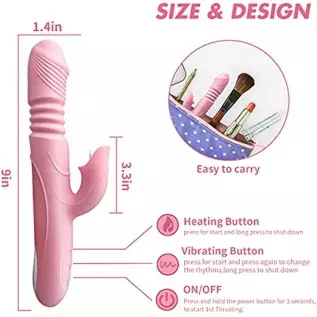 Thrusting Dildo Rabbit Vibrator for Women, Vibrator Adult Sensory Toys G Spot Sex Toy with 3 Telescopic & 10 Vibration Modes, Ad Thrusting Dildo Rabbit Vibrator for Women, Vibrator Adult Sensory Toys G Spot Sex Toy with 3 Telescopic & 10 Vibration Modes, Ad