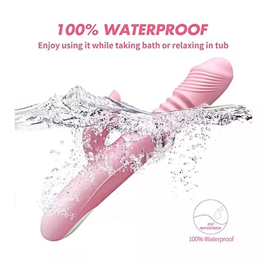 Thrusting Dildo Rabbit Vibrator for Women, Vibrator Adult Sensory Toys G Spot Sex Toy with 3 Telescopic & 10 Vibration Modes, Ad