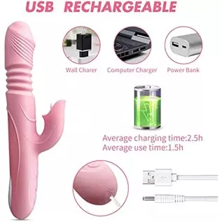 Thrusting Dildo Rabbit Vibrator for Women, Vibrator Adult Sensory Toys G Spot Sex Toy with 3 Telescopic & 10 Vibration Modes, Ad Thrusting Dildo Rabbit Vibrator for Women, Vibrator Adult Sensory Toys G Spot Sex Toy with 3 Telescopic & 10 Vibration Modes, Ad