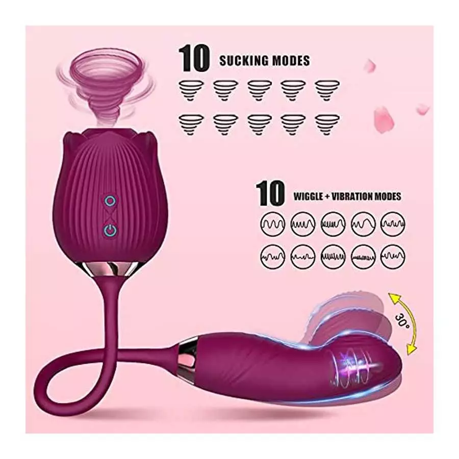 AJEYPMZ Female Massager Powerful Rose Vibrator Adult Sex Toy Female Clitoris Nipple Clit Sucker G Spot Vacuum Stimulator Dildo f
