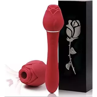2-1 Red Rose Clitoral Sucking Vibrator and Dildo