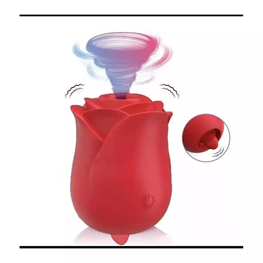 2-1 Red Rose Clitoral Sucking Vibrator and Dildo