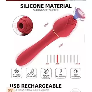 2-1 Red Rose Clitoral Sucking Vibrator and Dildo