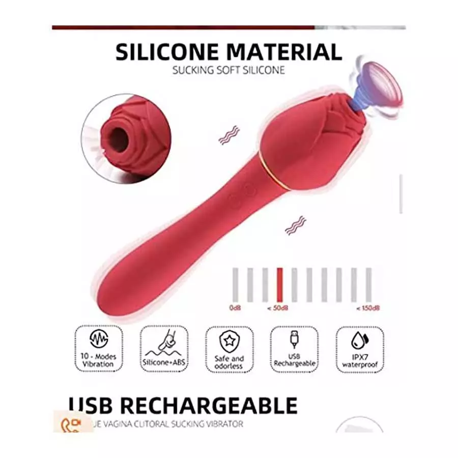 2-1 Red Rose Clitoral Sucking Vibrator and Dildo