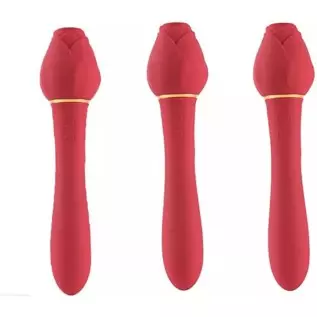 2-1 Red Rose Clitoral Sucking Vibrator and Dildo