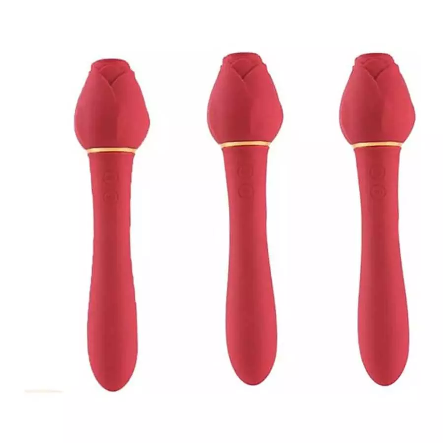2-1 Red Rose Clitoral Sucking Vibrator and Dildo