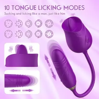 Rose Toy Vibrator for Woman - 3 in 1 Clitoral Stimulator Tongue Licking Thrusting Vibrator with 10 Modes, Rose Adult Sex Toys Ga Rose Toy Vibrator for Woman - 3 in 1 Clitoral Stimulator Tongue Licking Thrusting Vibrator with 10 Modes, Rose Adult Sex Toys Ga