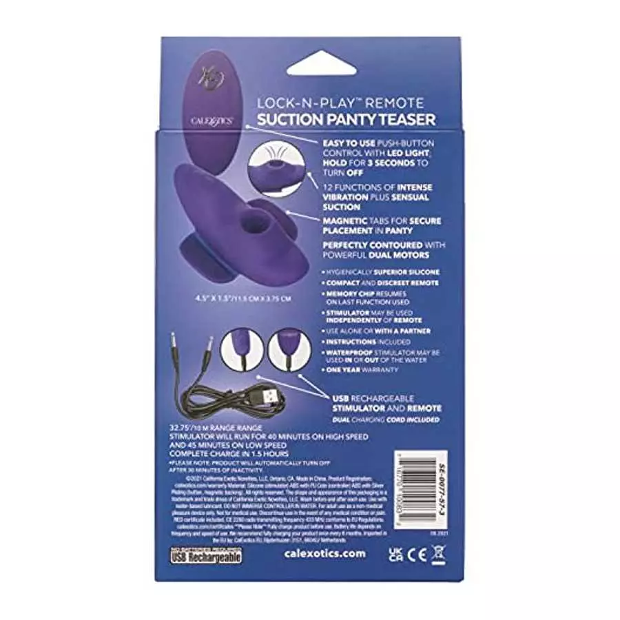 CalExotics Lock-N-Play Remote Suction Panty Teaser, Purple (14533)