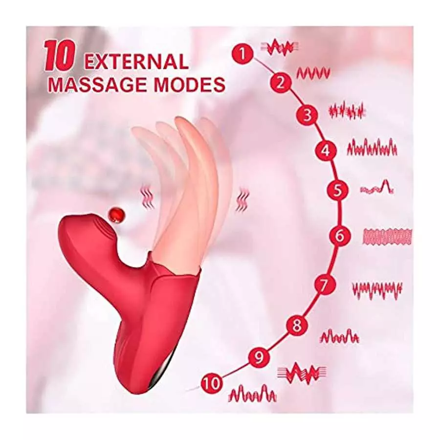 Ladies Rose Toy Vibrator - Clitoral Stimulator Tongue Licking Insertion G-spot Massager, Rose Adult Toy Game, Clitoral Nipple li